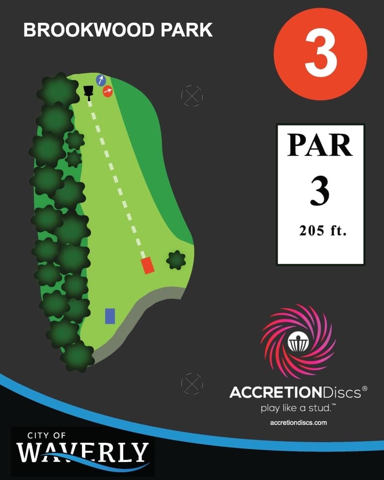 Hole 3 tee sign — red tees