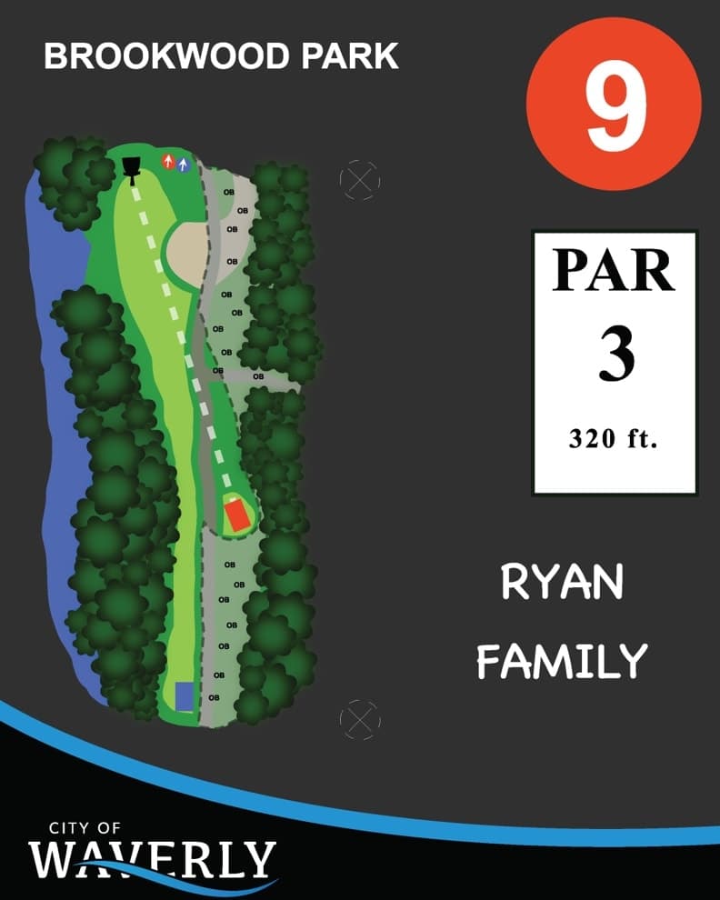 Hole 9 tee sign — red tees